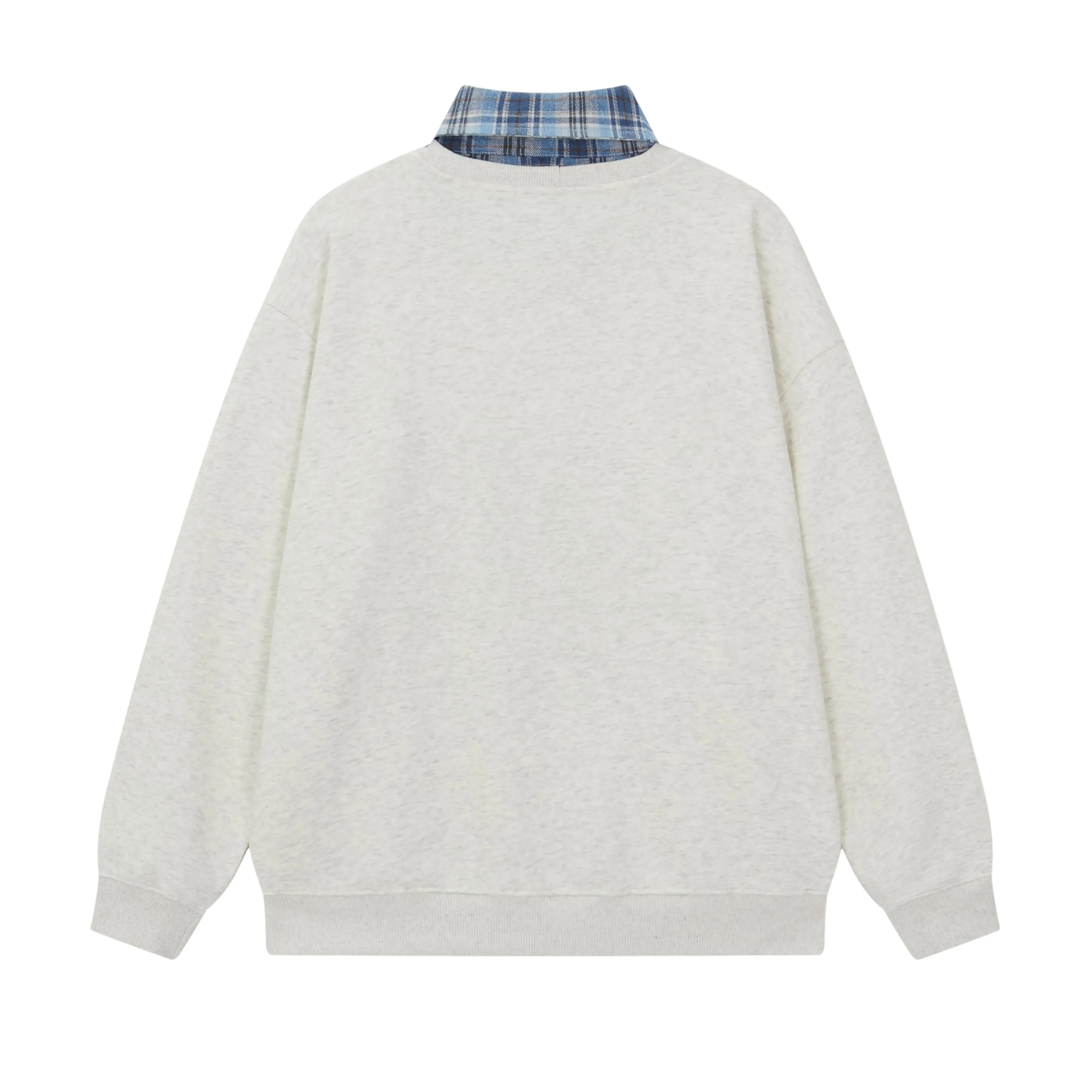 Faire Echo Fun Plaid Collar Sweatshirt