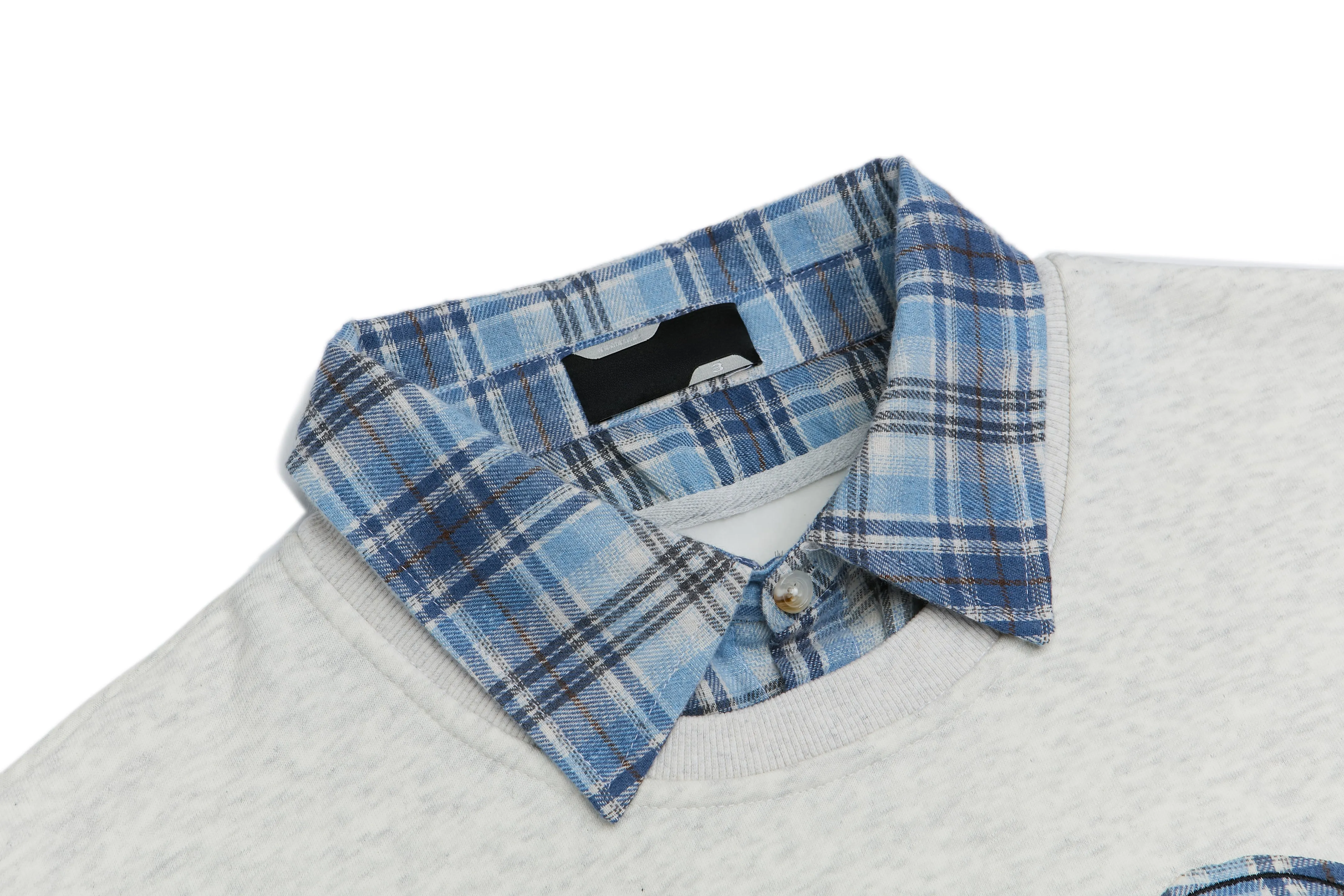 Faire Echo Fun Plaid Collar Sweatshirt