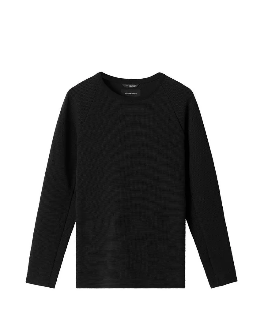 Flatback Waffle Crewneck Black