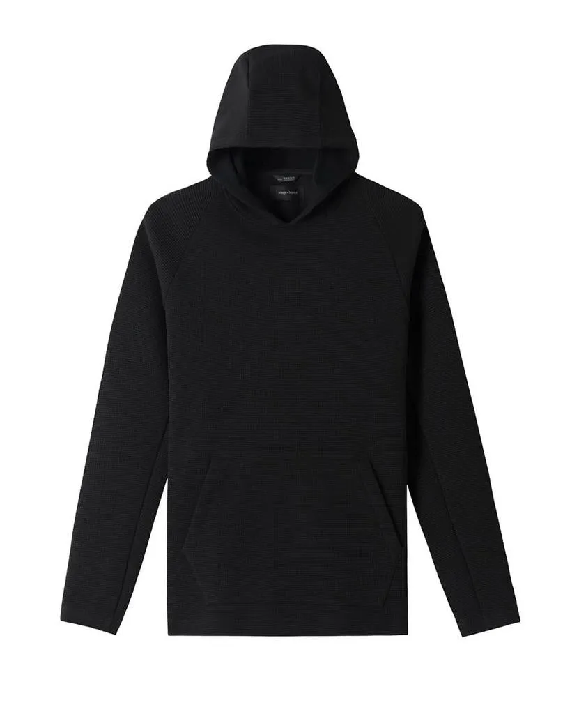 Flatback Waffle Hooded Pullover Black