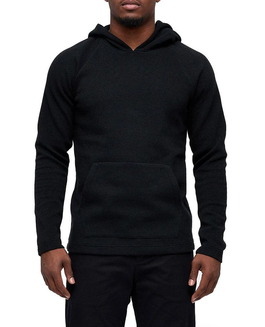 Flatback Waffle Hooded Pullover Black