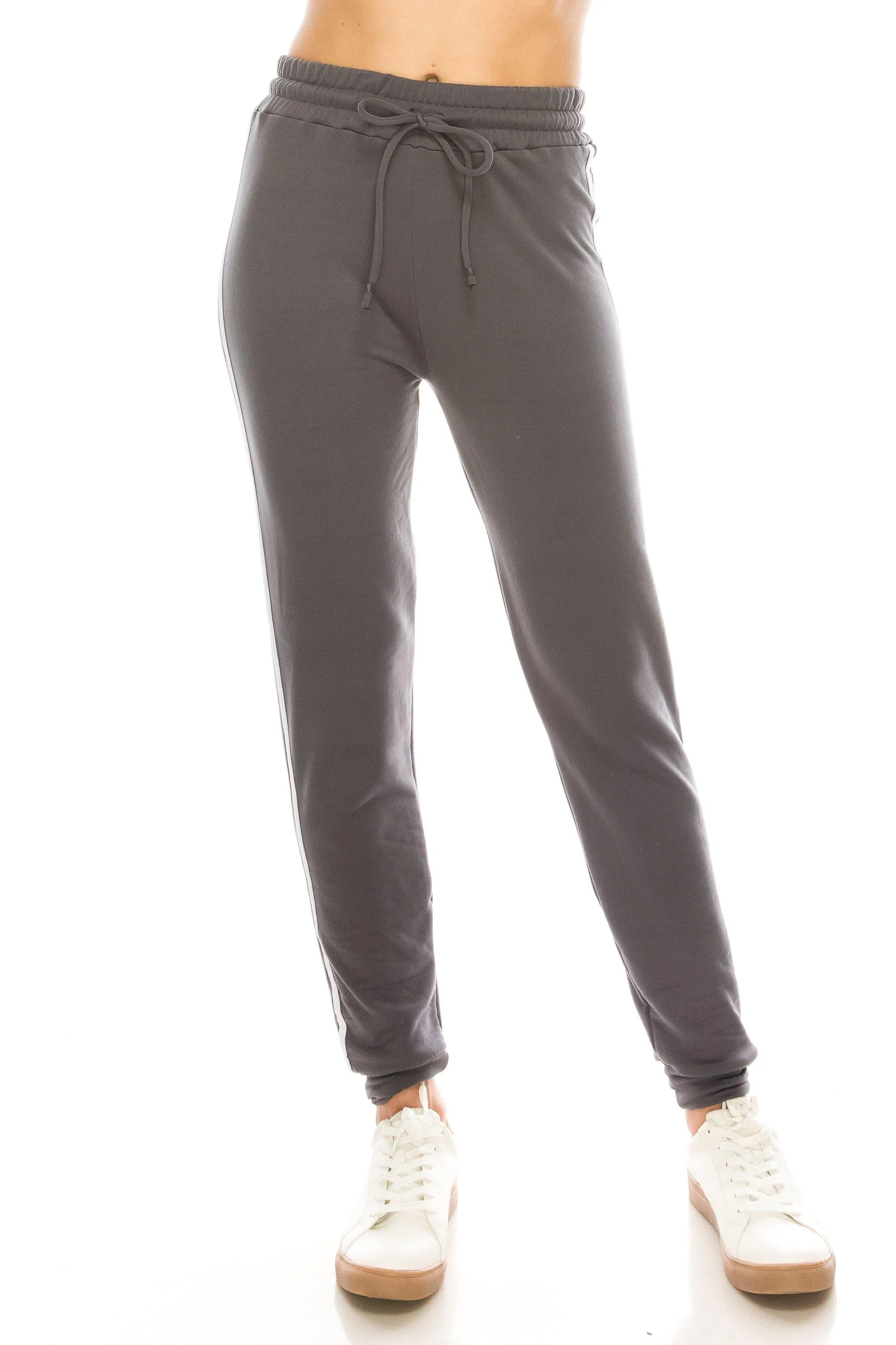 Fleece Jogger Pants - Soft Winter Warm Striped Sweatpants