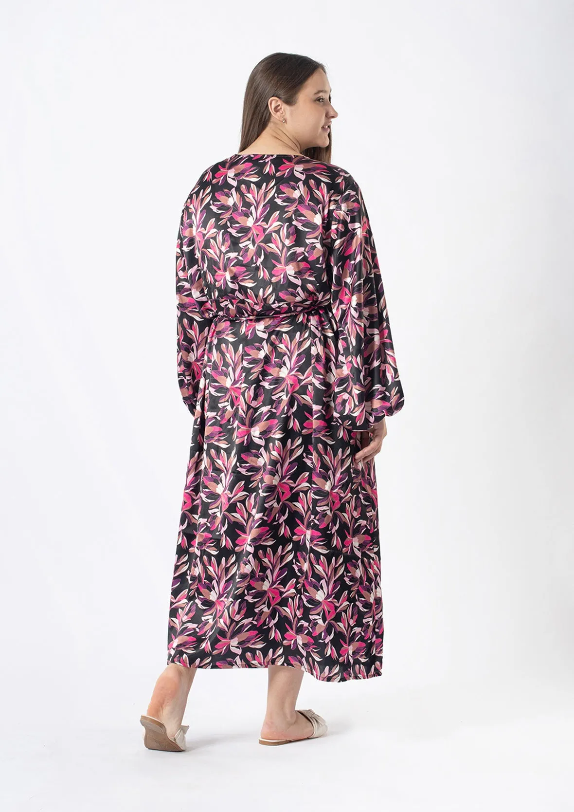 Floral Digital Print Wrap Dress