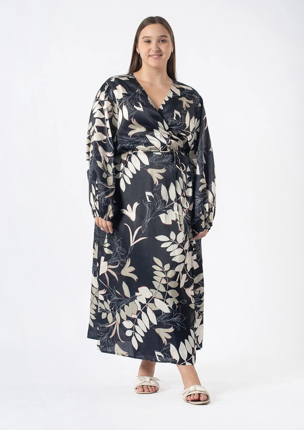 Floral Digital Print Wrap Dress