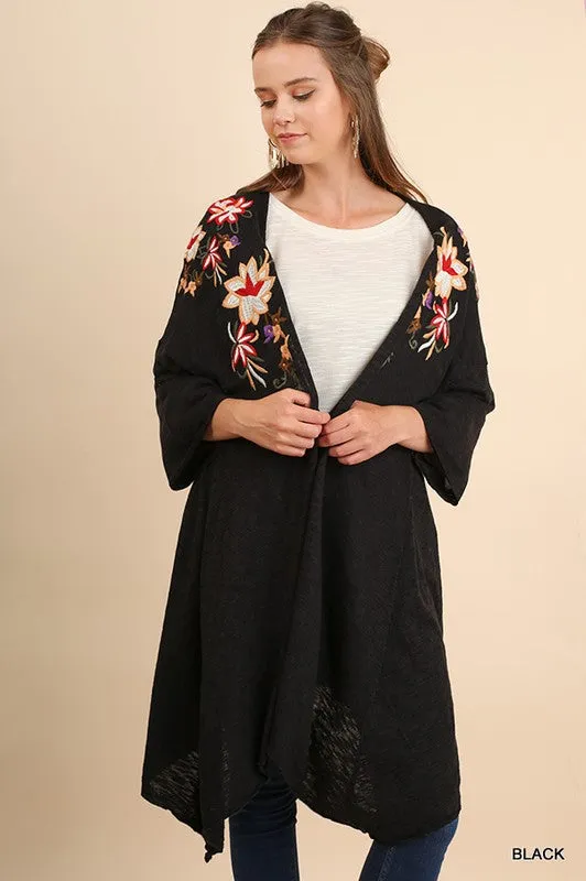 Floral Embroidered Kimono