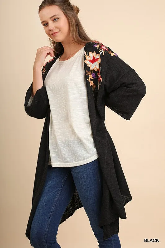 Floral Embroidered Kimono