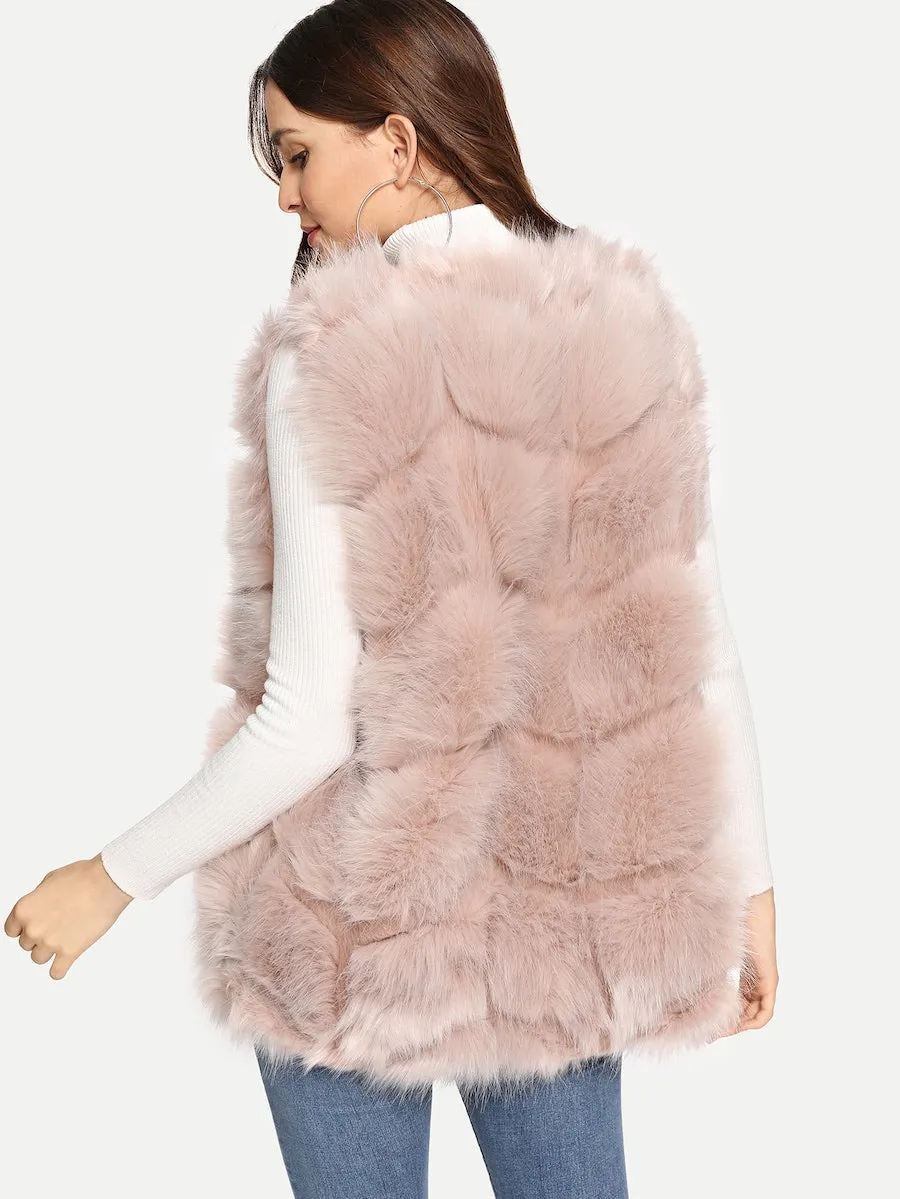 Fluffy Faux Fur Panel Gilet