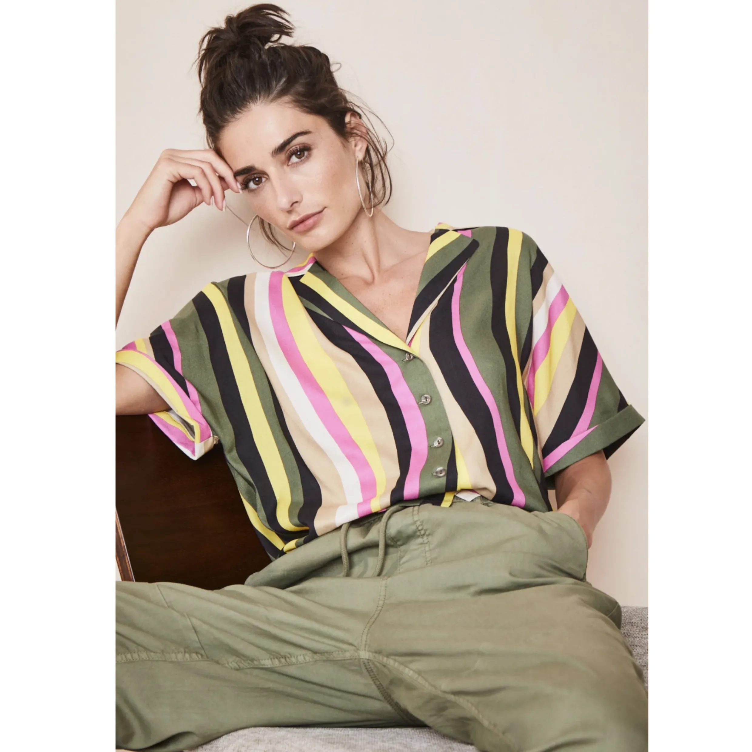 Fynch-Hatton Short Sleeve Stripe Boxy Blouse 23031061