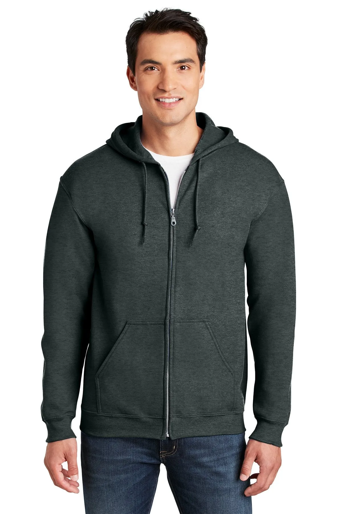 Gildan Heavy Blend Full Zip Hooded Sweatshirt Dark Heather Grey