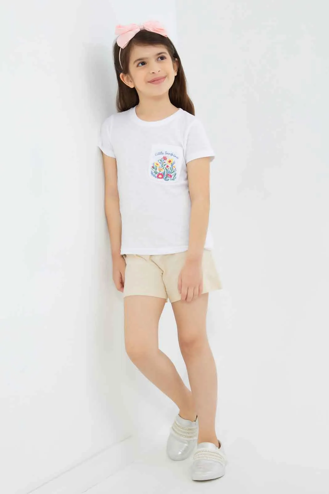 Girls Beige And Lilac Short (pack of 2)