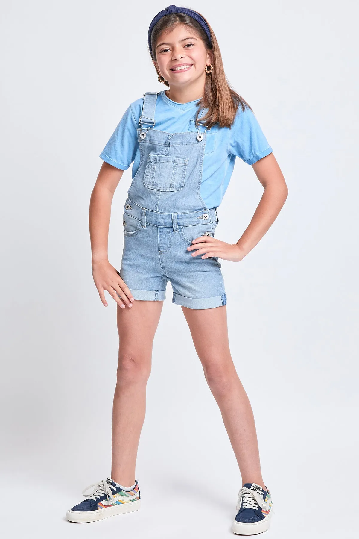 Girls Bib Cuffed Shortalls