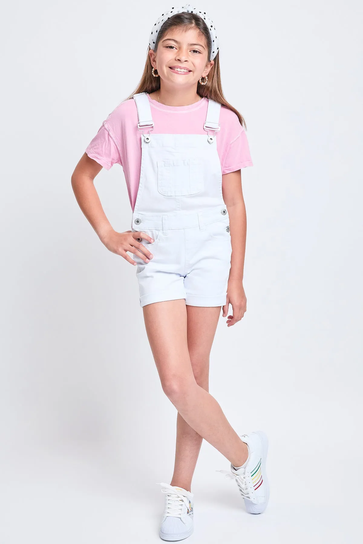 Girls Bib Cuffed Shortalls