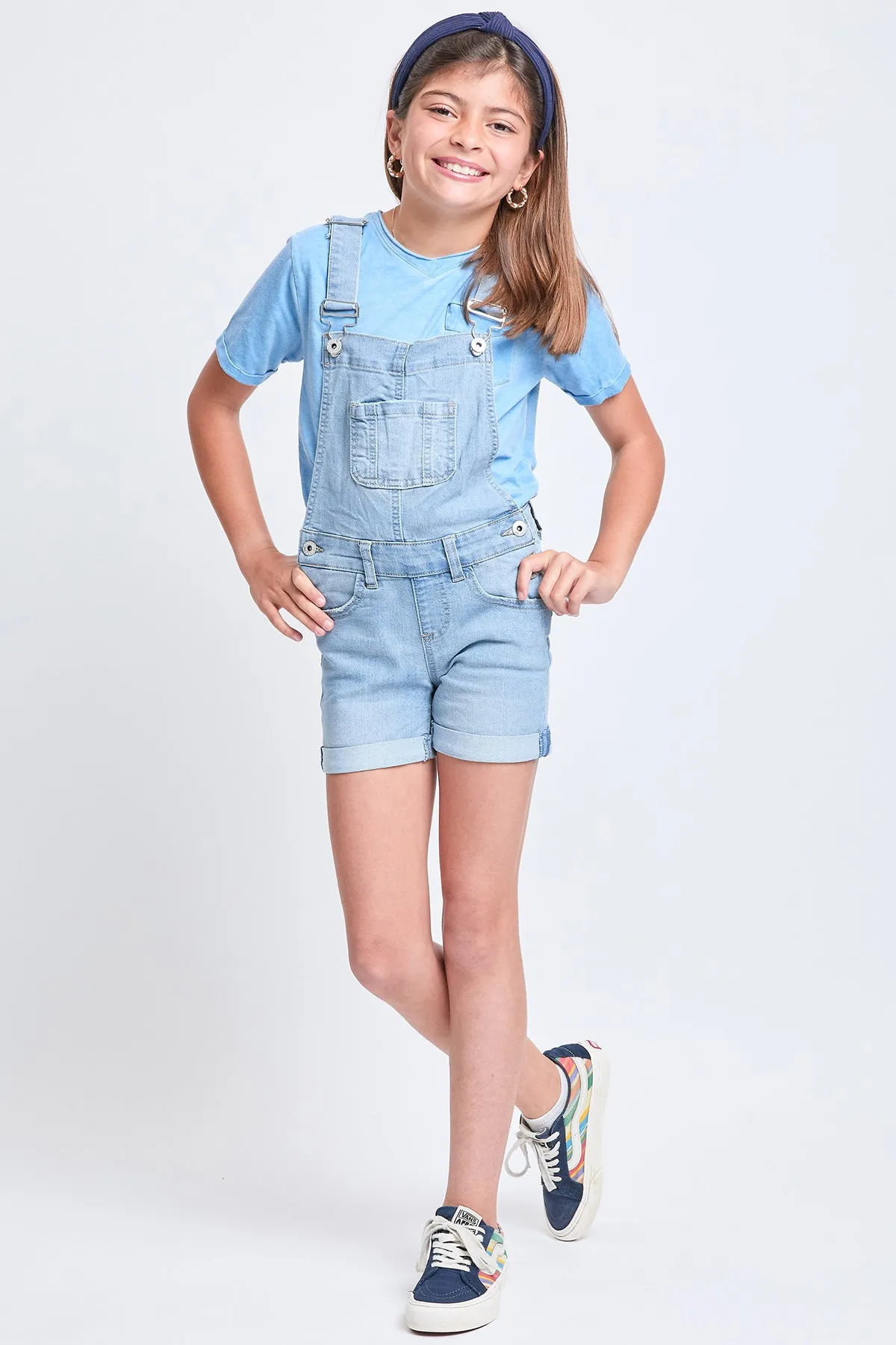 Girls Bib Cuffed Shortalls