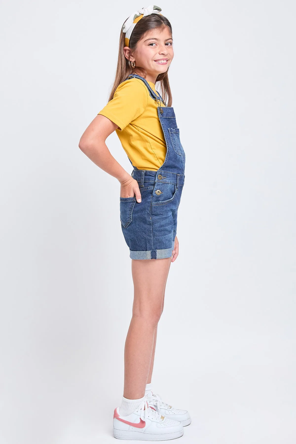 Girls Bib Cuffed Shortalls