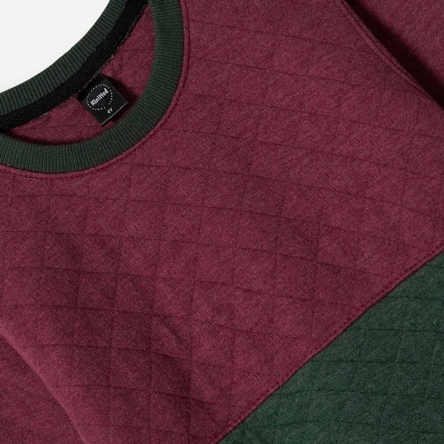 Green/Maroon quilting Sweatshirt for Kids