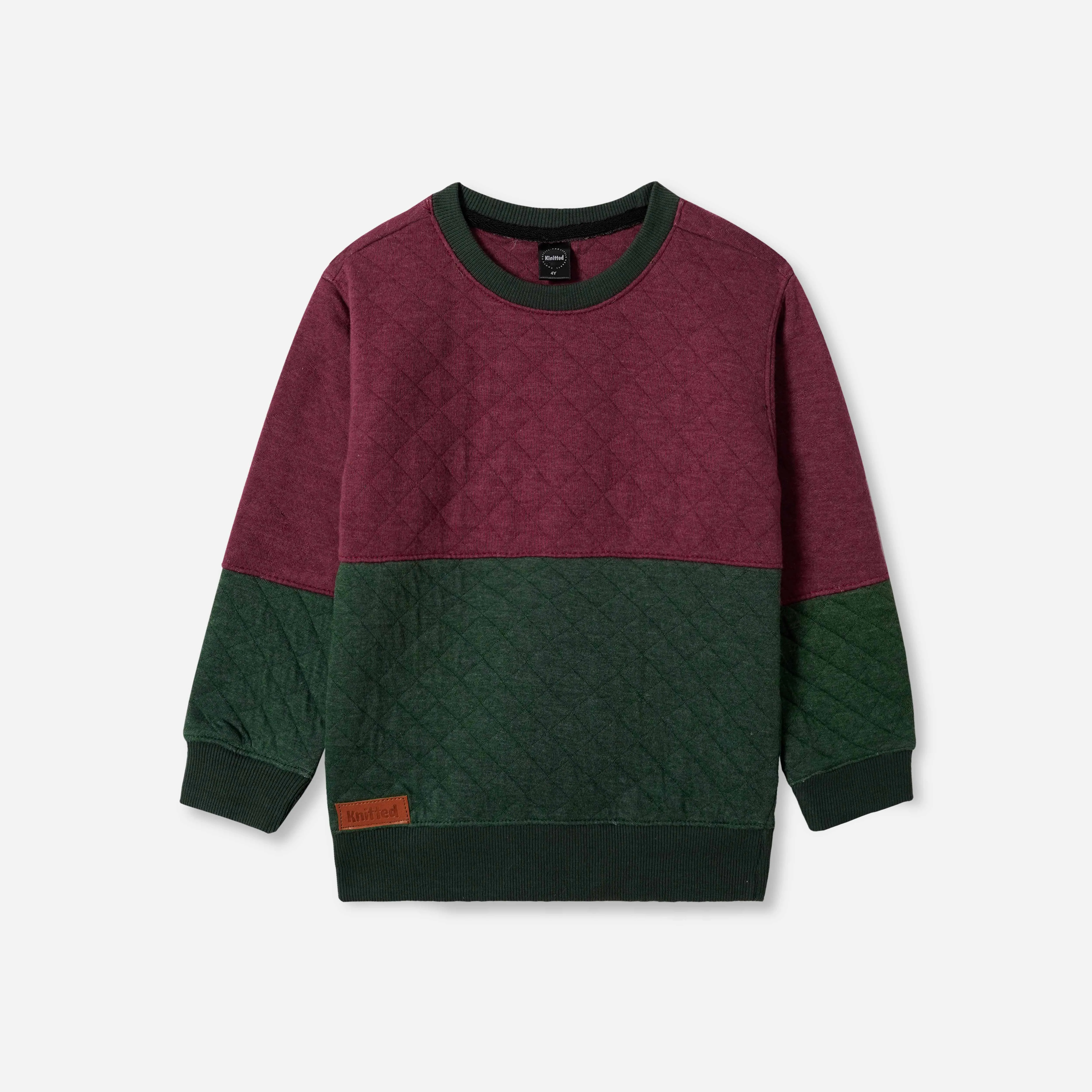 Green/Maroon quilting Sweatshirt for Kids