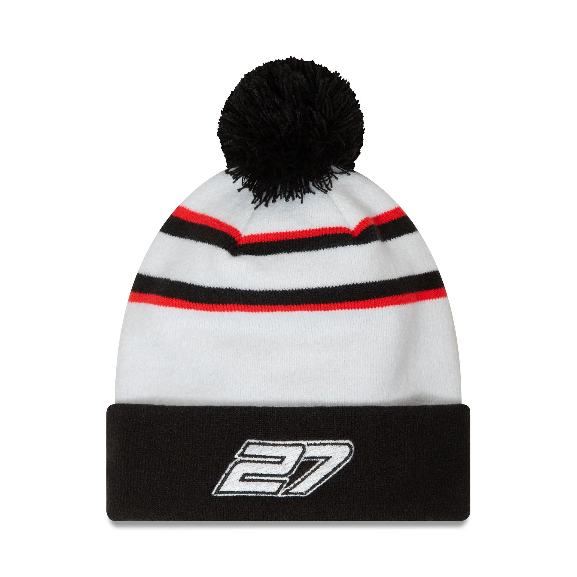 Haas F1 Nico Hulkenberg White Beanie with Pom