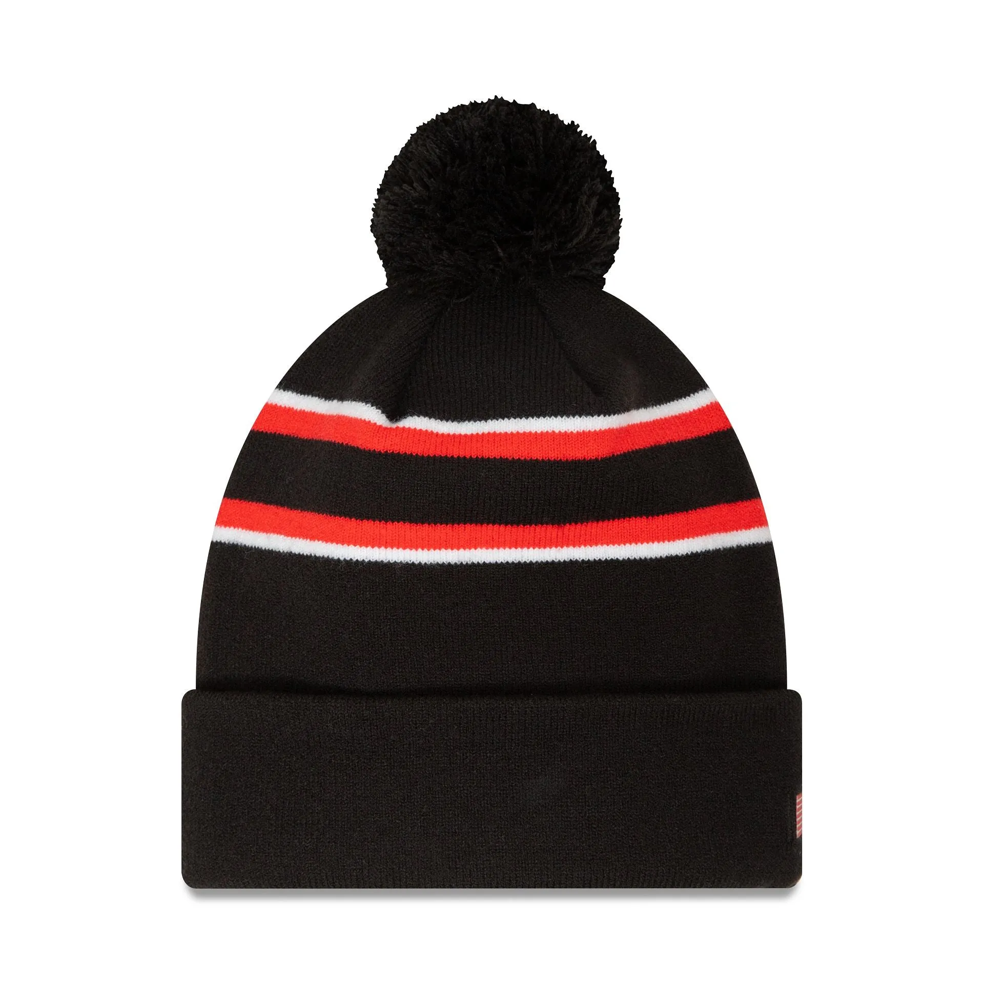 Haas F1 Stripe Black Beanie with Pom