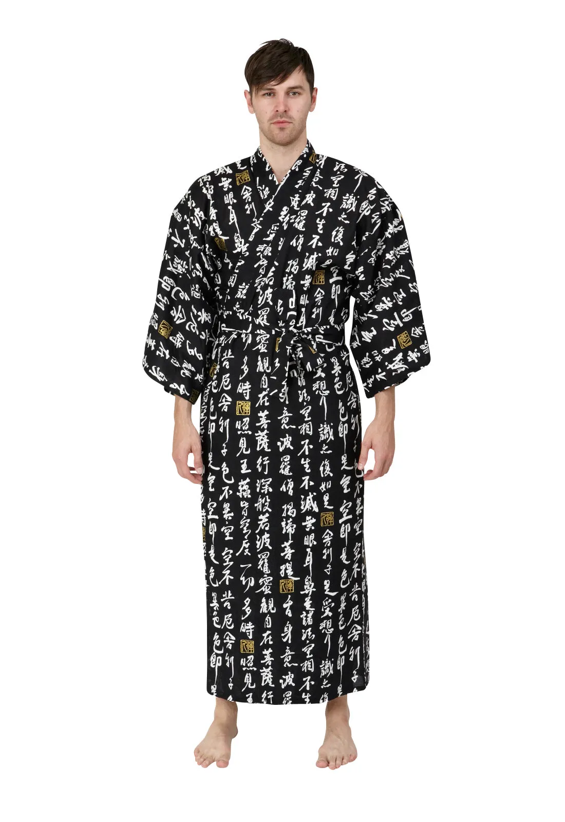 Hannya Sutra Mens Kimono Long Cotton