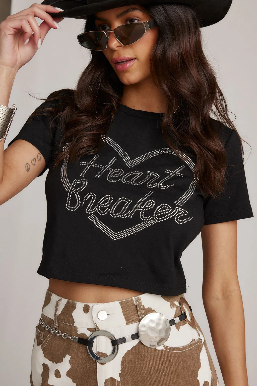 Heartbreaker Black Rhinestone Graphic Tee