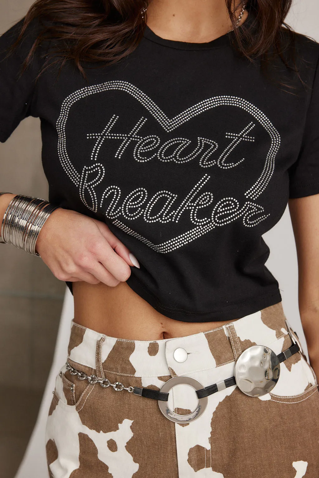 Heartbreaker Black Rhinestone Graphic Tee