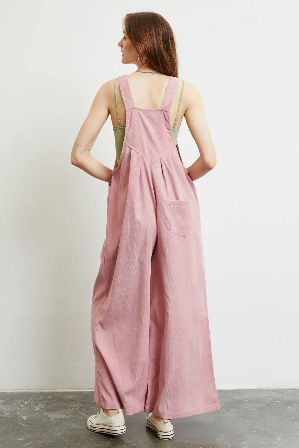 HEYSON Full Size Corduroy Sleeveless Wide-Leg Overall