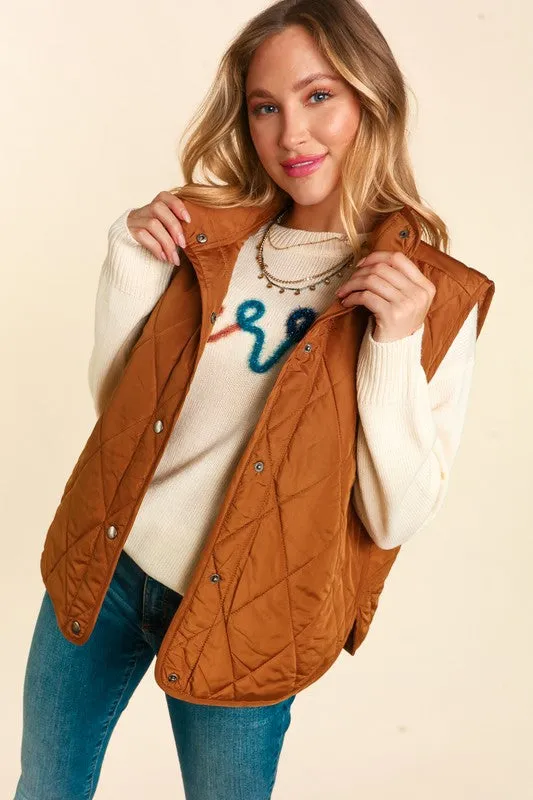 High Neck Quilted Puffer Vest