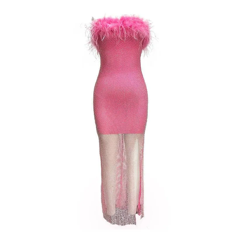 Holland Strapless Feathers Mini Dress