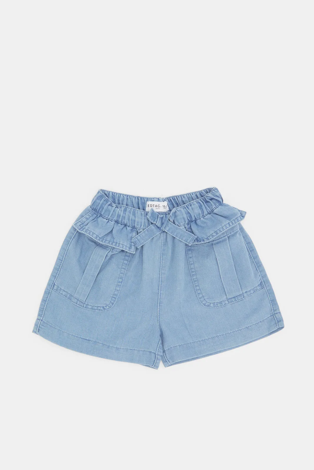 Infant Girls Blue Front Pockets Shorts