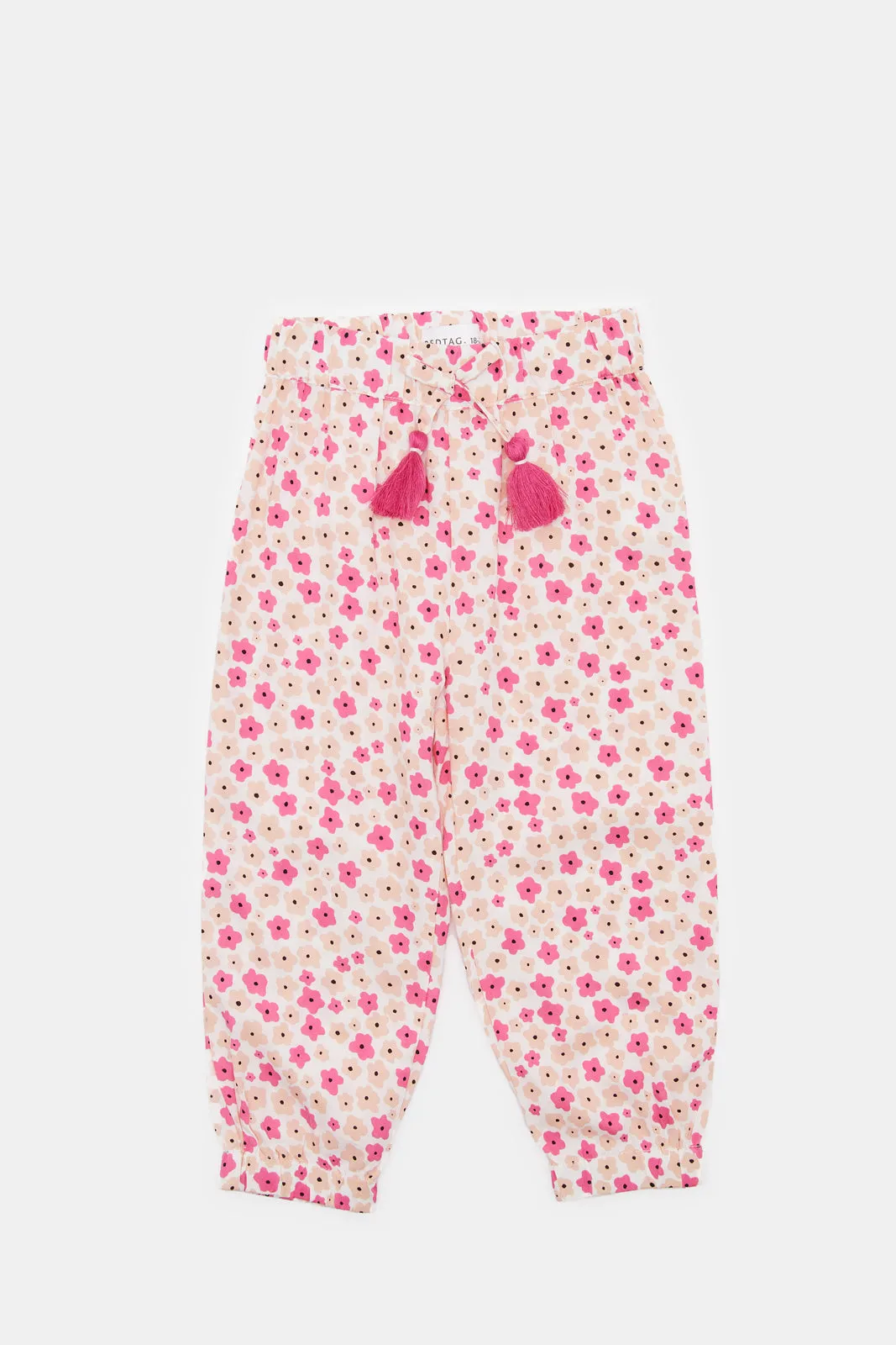 Infant Girls Pink Floral Printed Harem