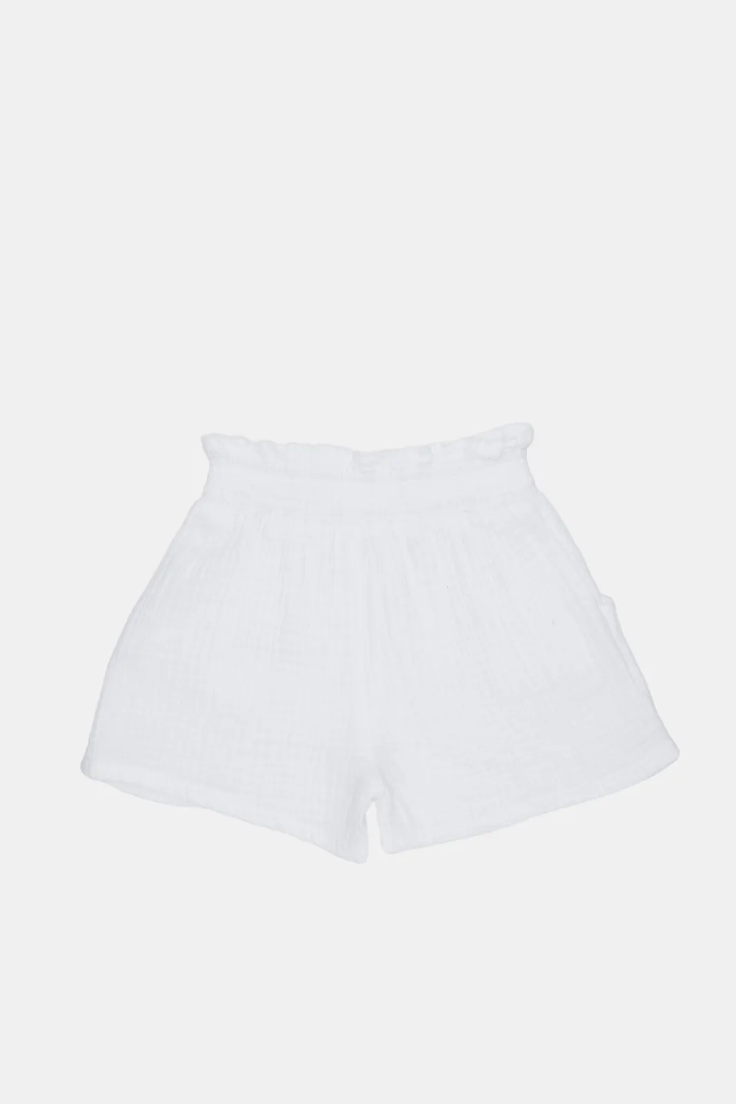 Infant Girls White Paper Bag Shorts