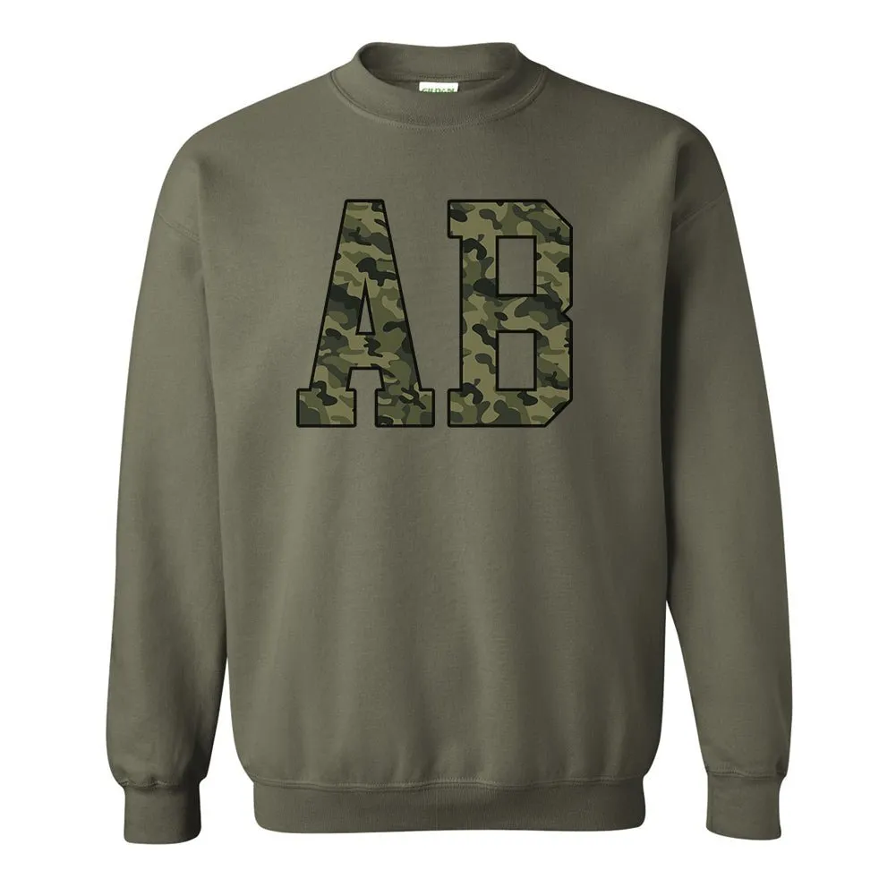 Initialed 'Camo' Big Print Crewneck Sweatshirt