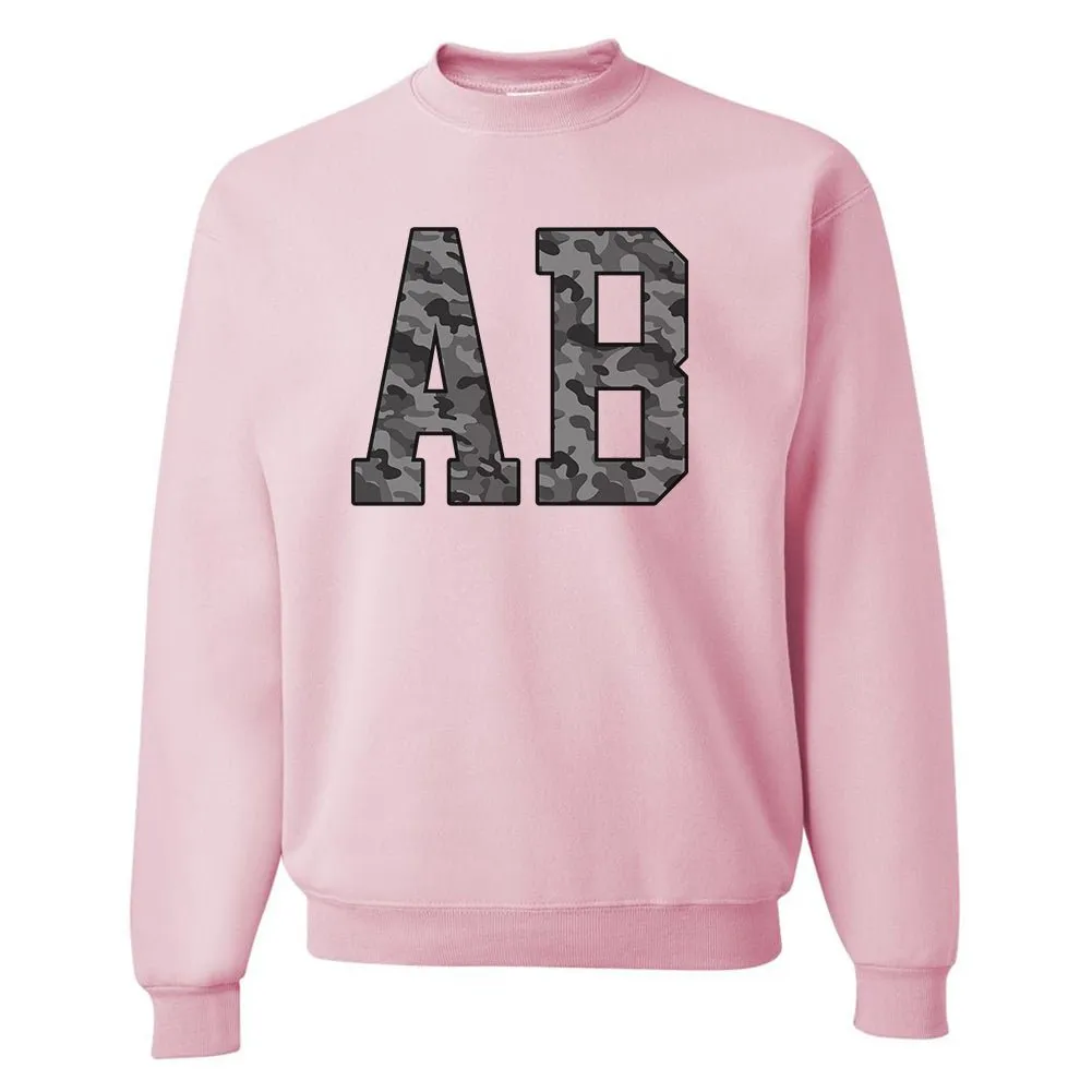 Initialed 'Camo' Big Print Crewneck Sweatshirt