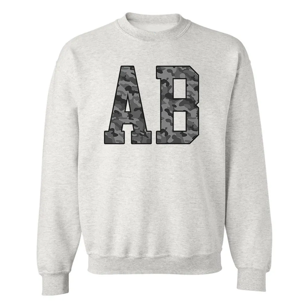 Initialed 'Camo' Big Print Crewneck Sweatshirt