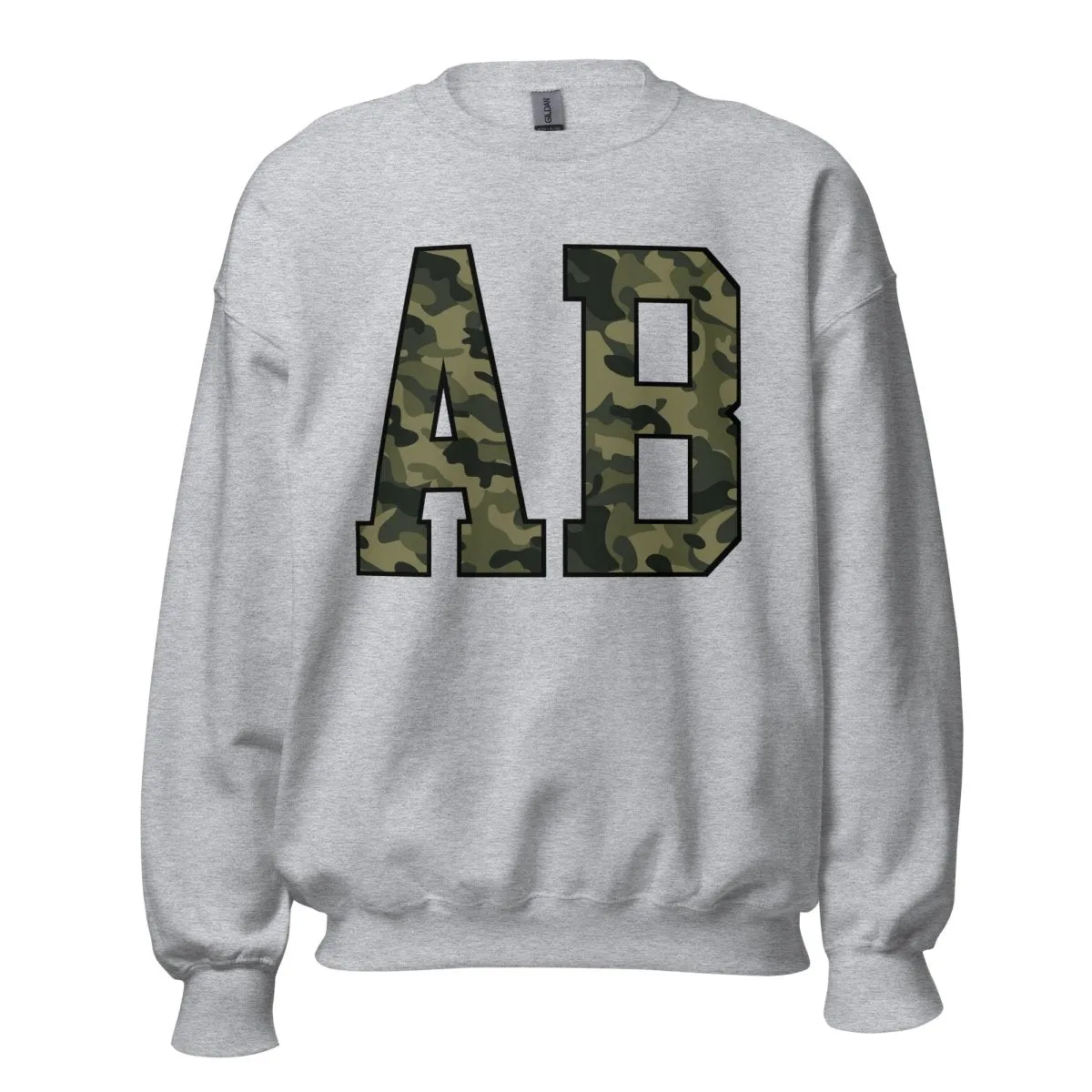 Initialed 'Camo' Big Print Crewneck Sweatshirt