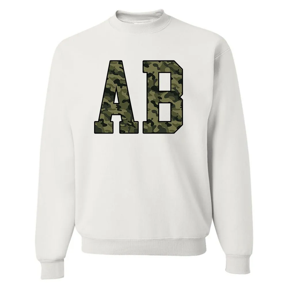 Initialed 'Camo' Big Print Crewneck Sweatshirt