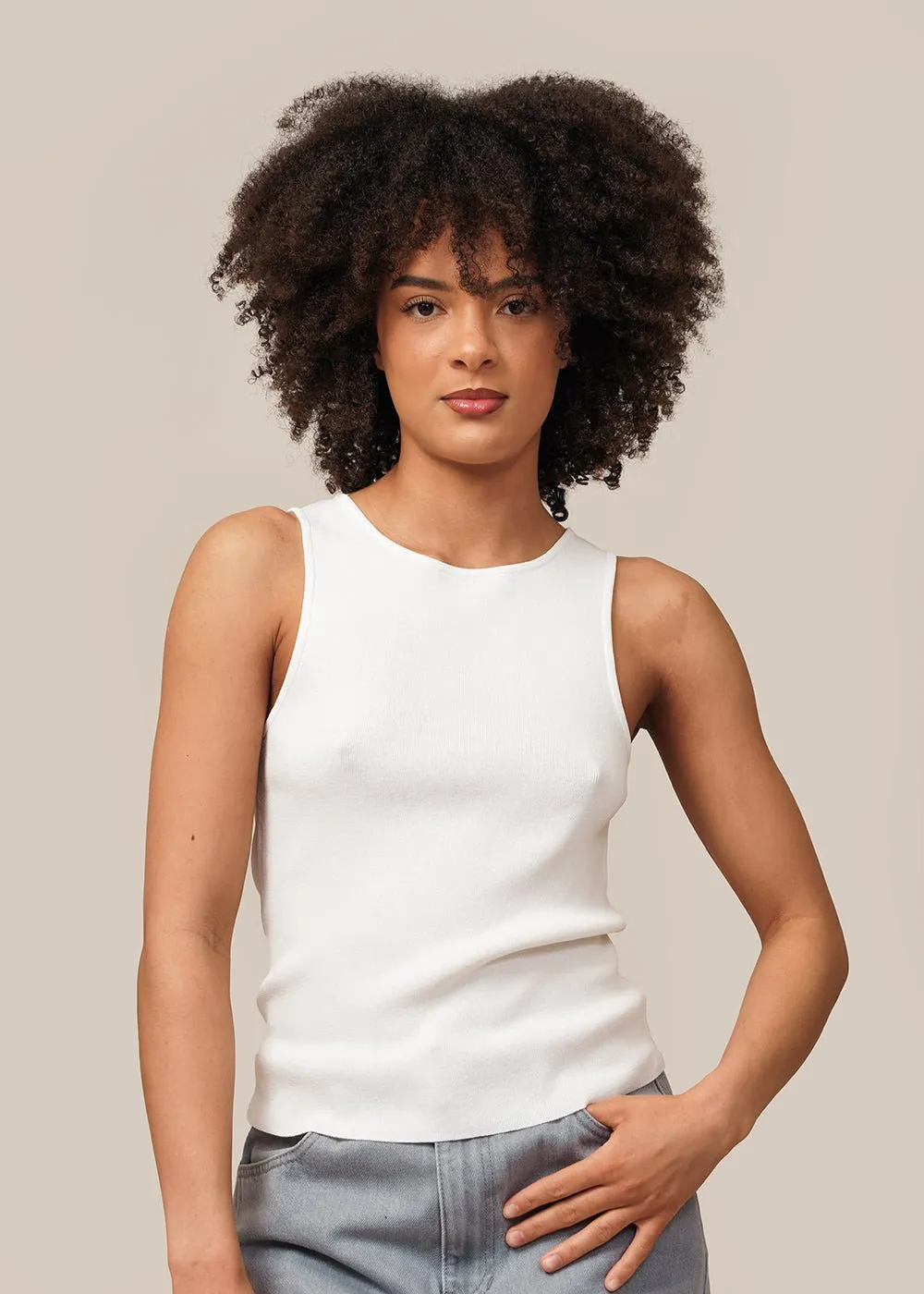 Ivory Cut-Out Sleeveless Top