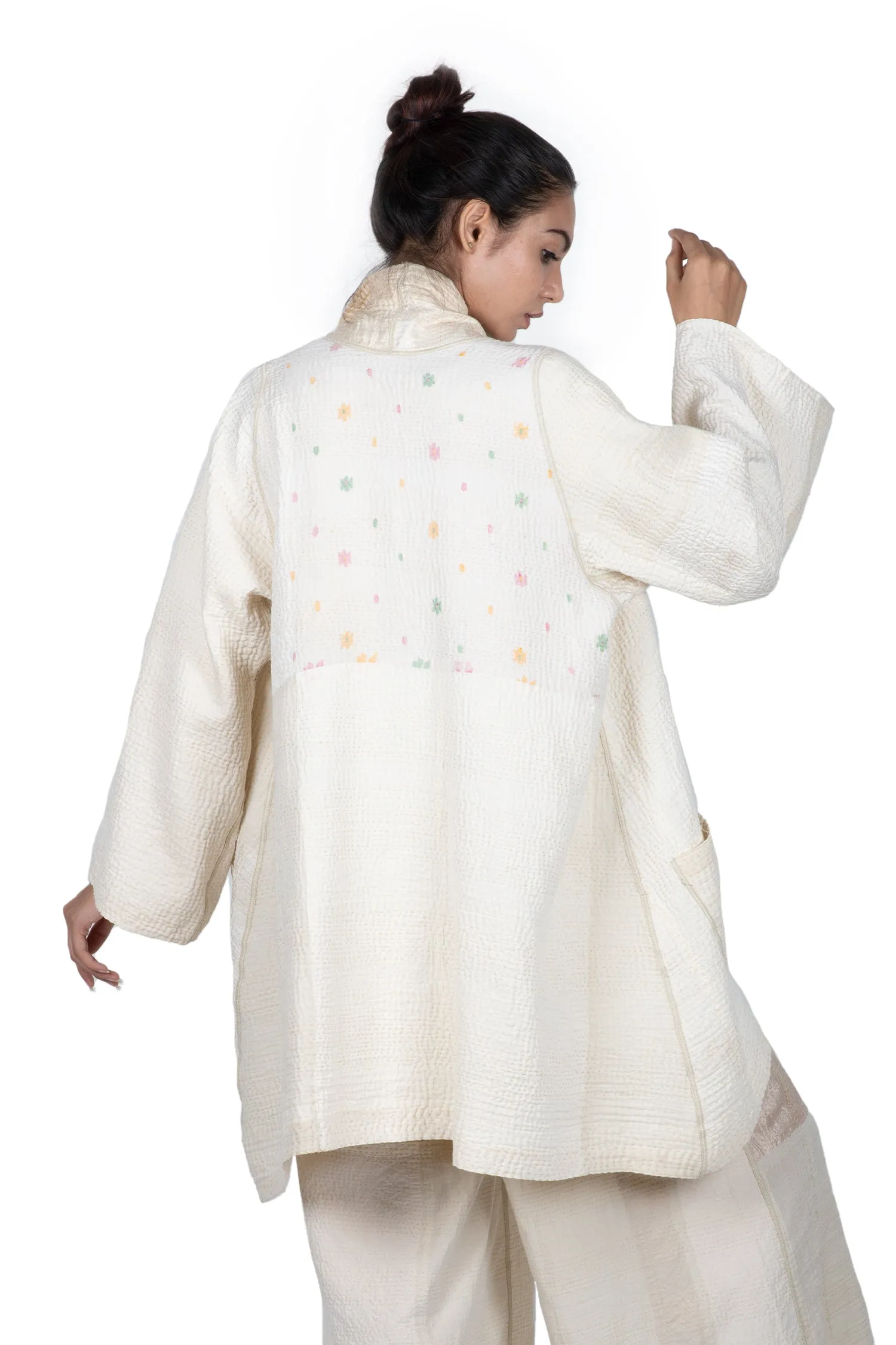 JAIPUR WHITE KANTHA A-LINE JKT - jw4003-ivy -