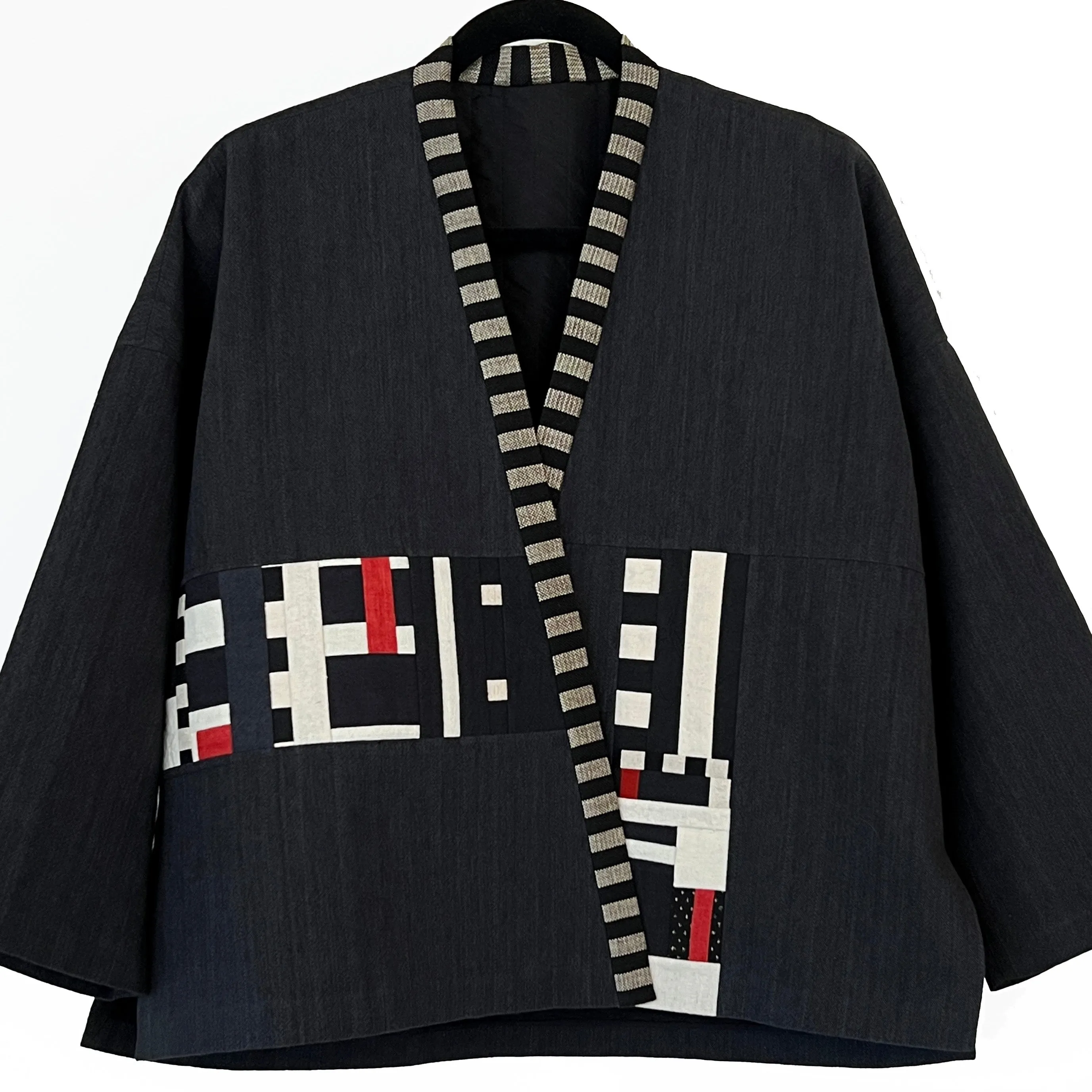 Juanita Girardin Jacket, Kimono Neckline, Abstract Fragments, Fits S-XL