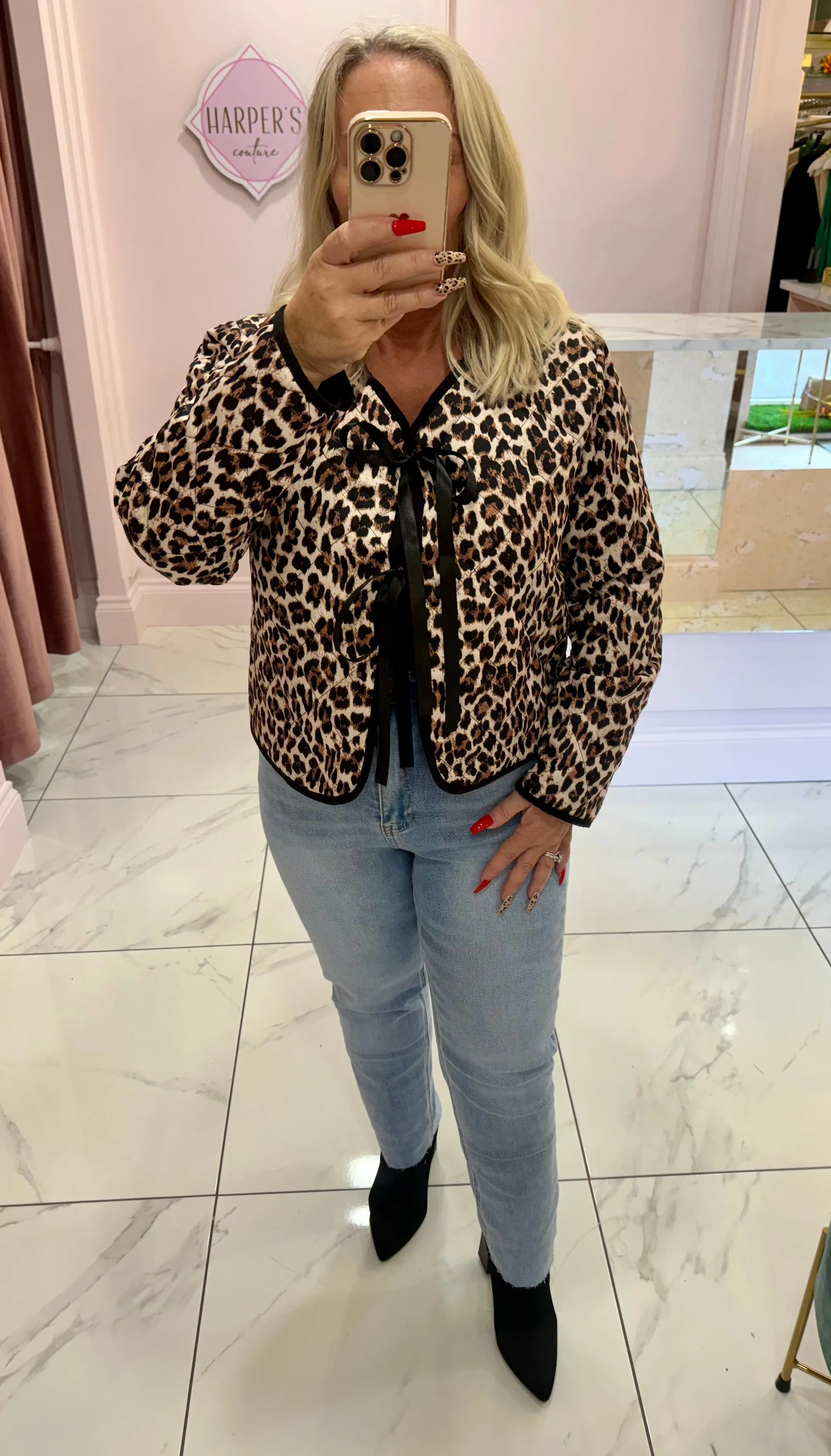 Karlie Leopard Print Quilted Lightweight Jacket