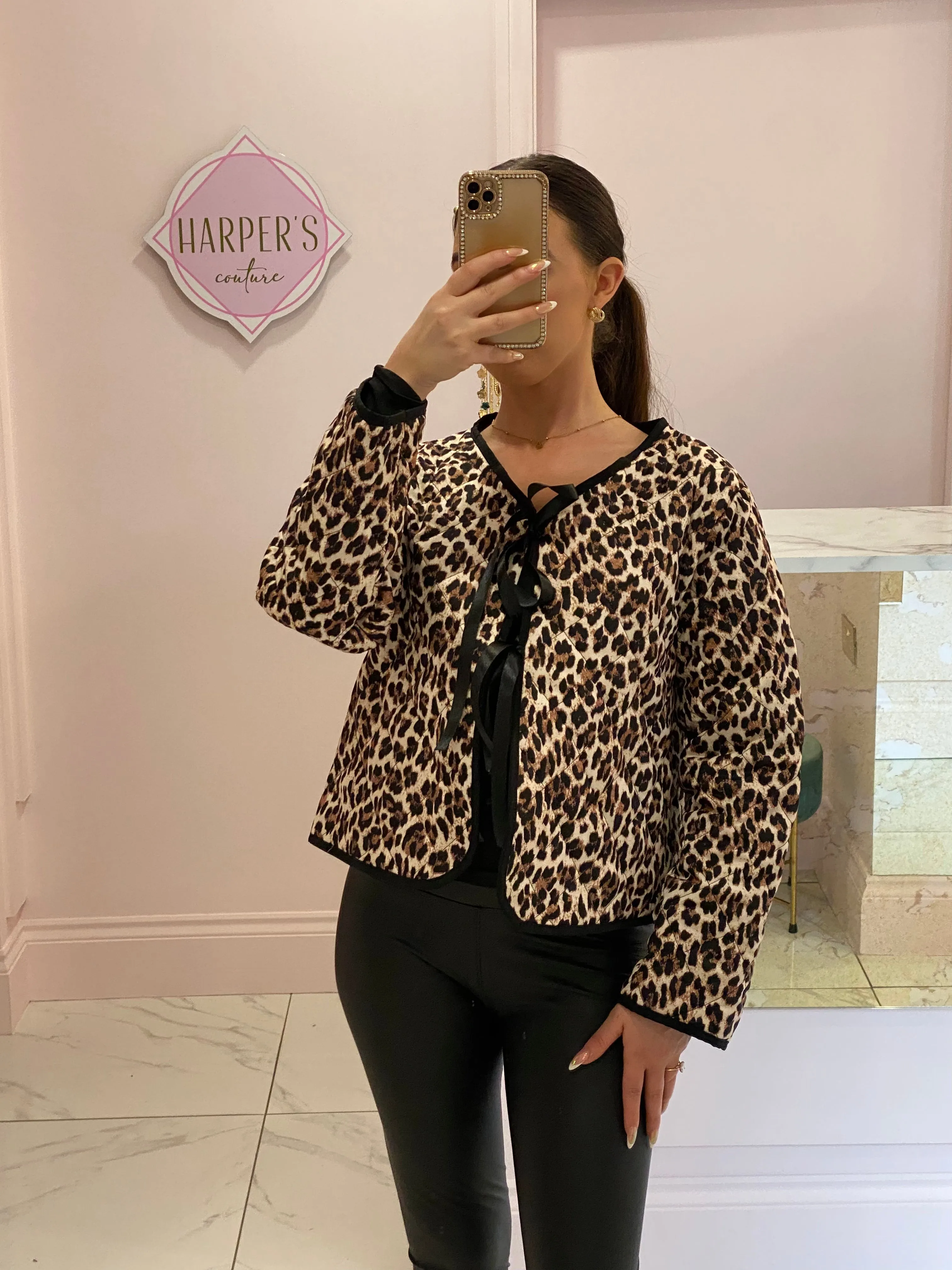 Karlie Leopard Print Quilted Lightweight Jacket