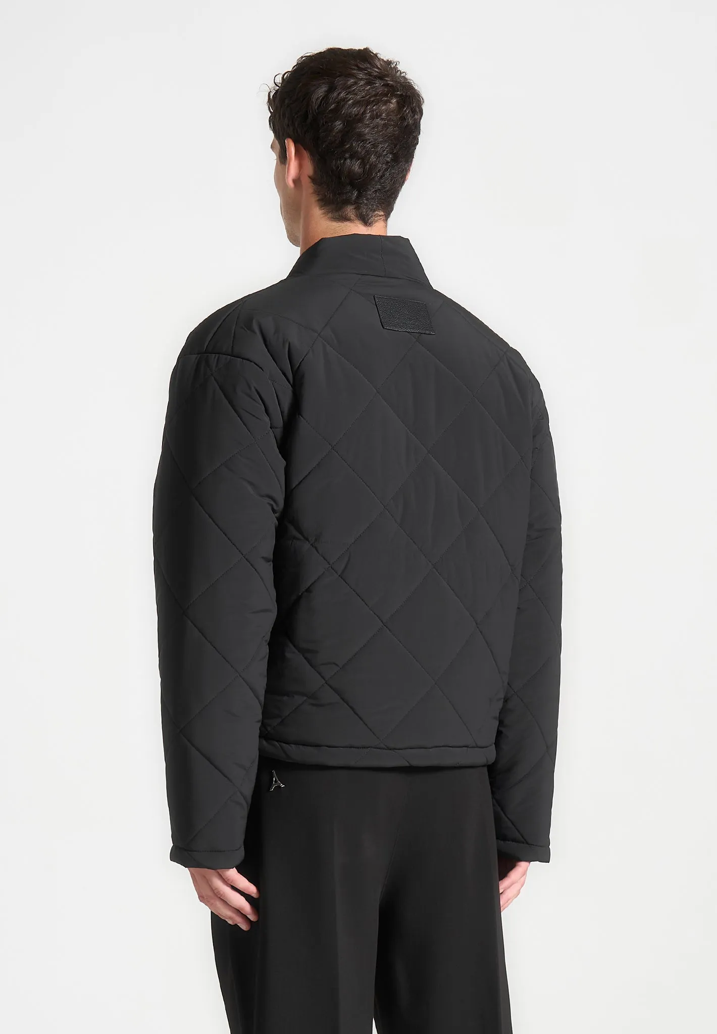 Kimono Quilted Wrap Puffer Jacket - Black