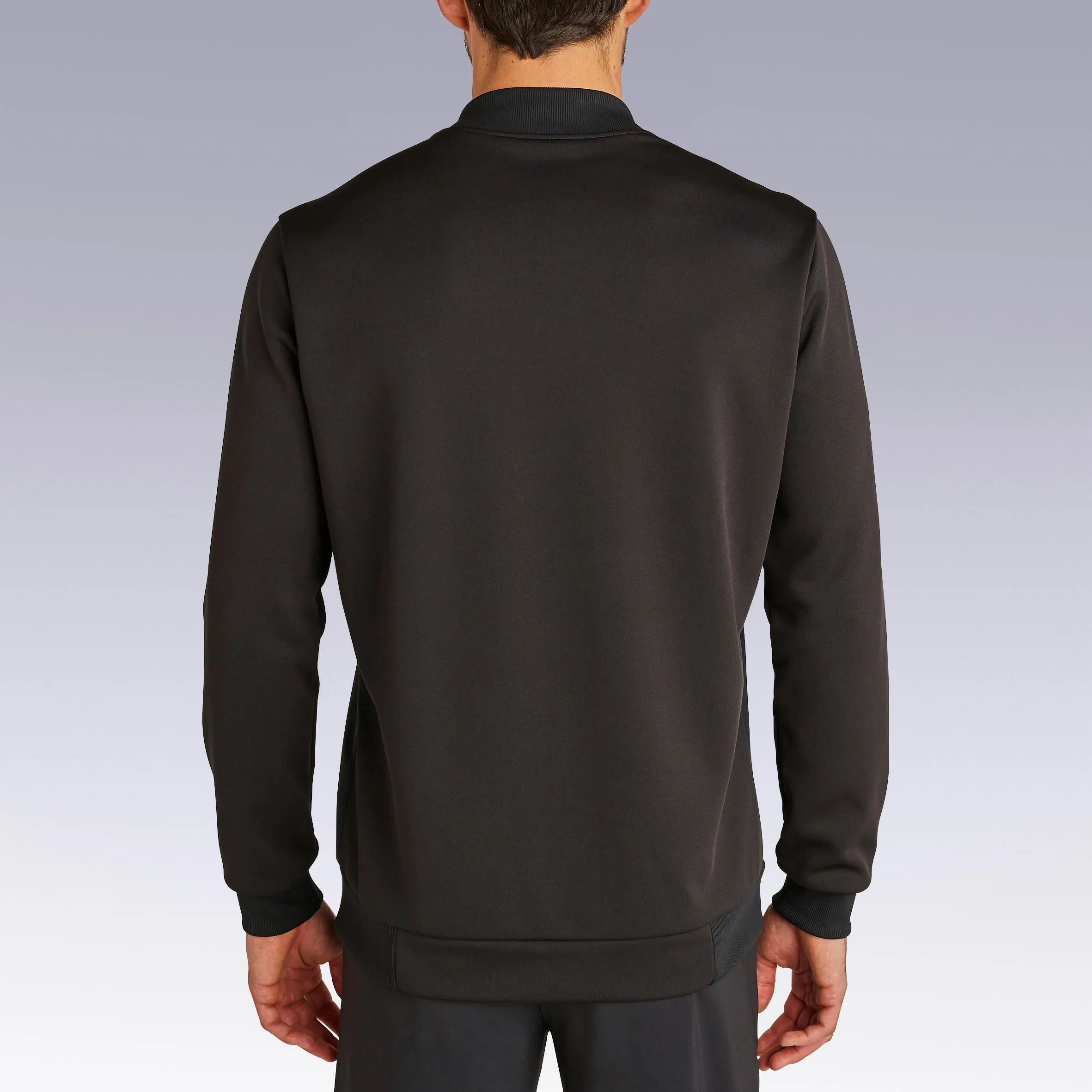 Kipsta T100 adult football sweatshirt, black/charcoal gray