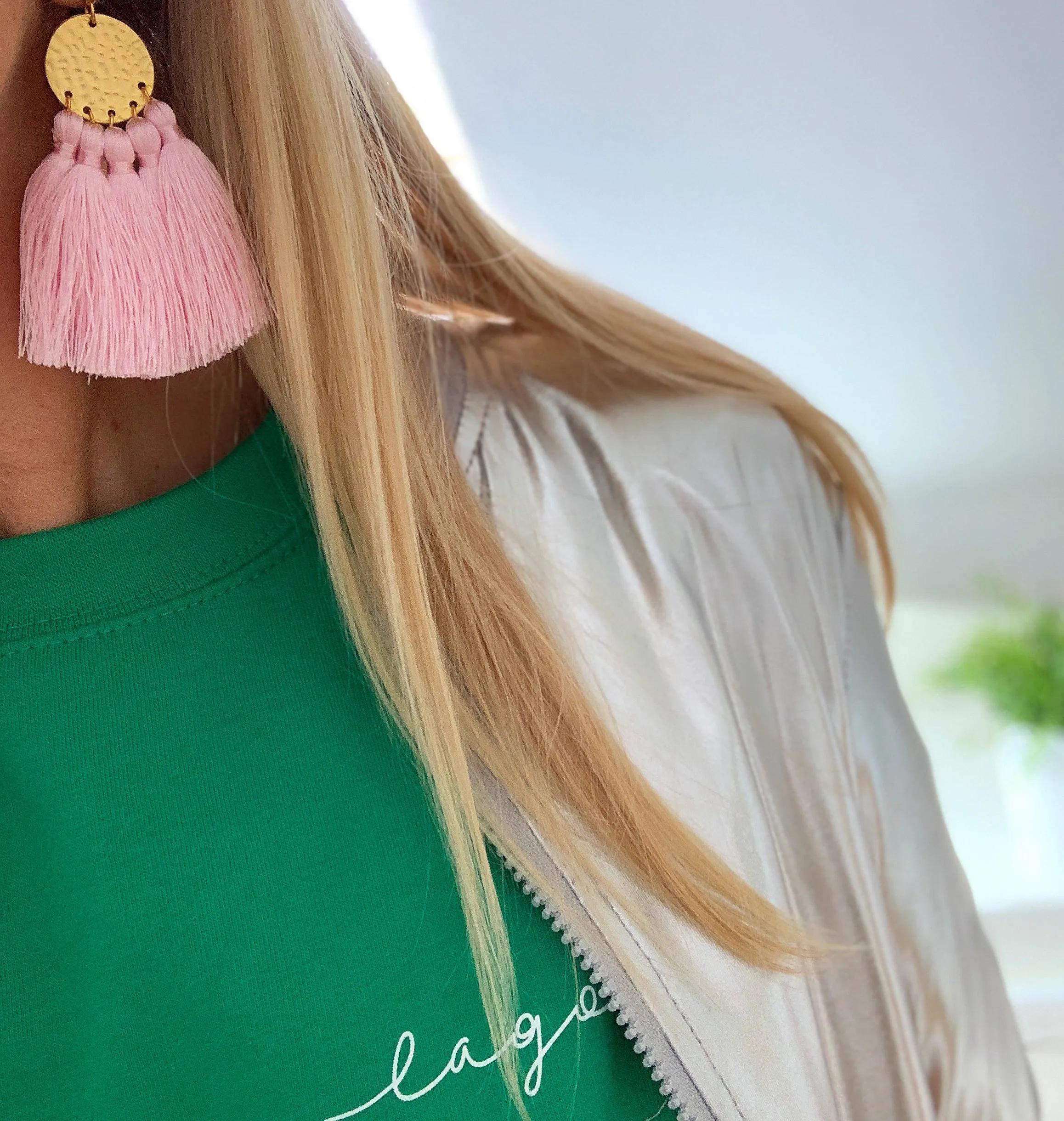 LAGOM on bright green sweatshirt