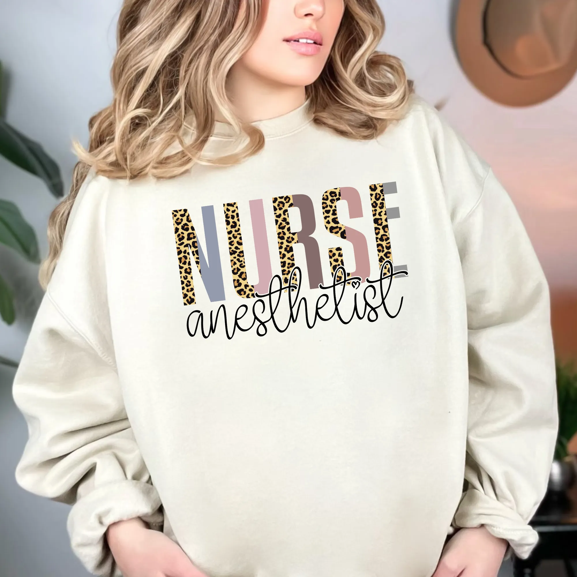 Leopard Print Nurse Anesthetist Sweatshirt