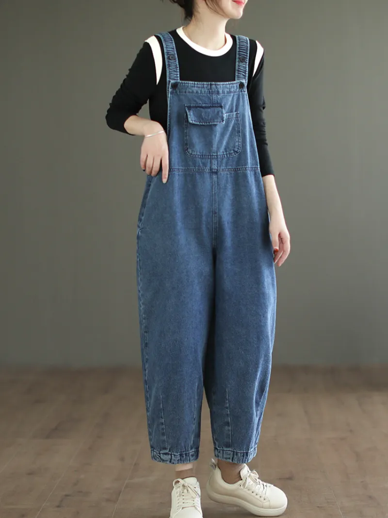 Liberty womens Washed Denim High Waist Bib Overalls