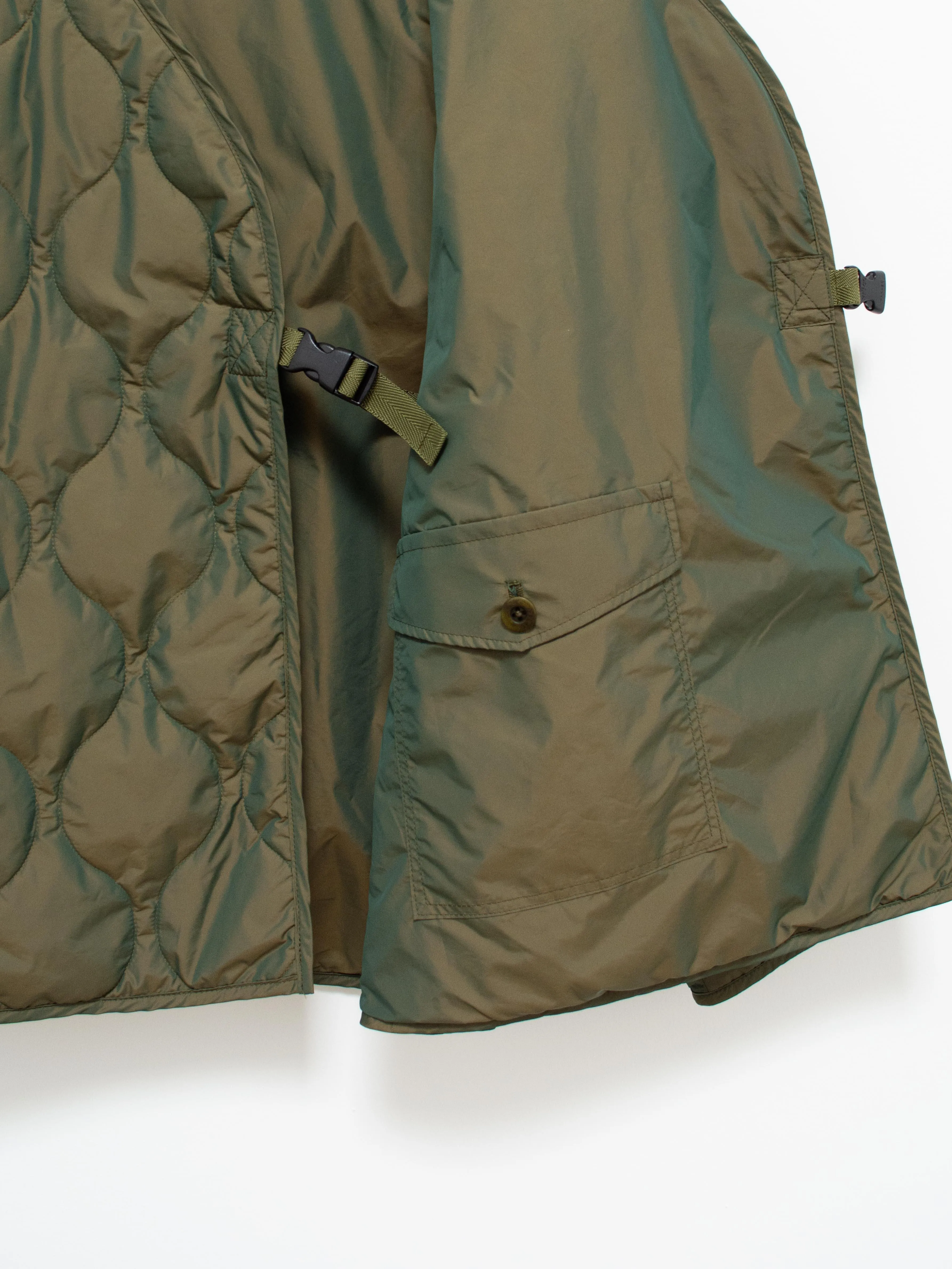 Lightweight Taffeta Quilted Liner Buckle Jacket - Olive