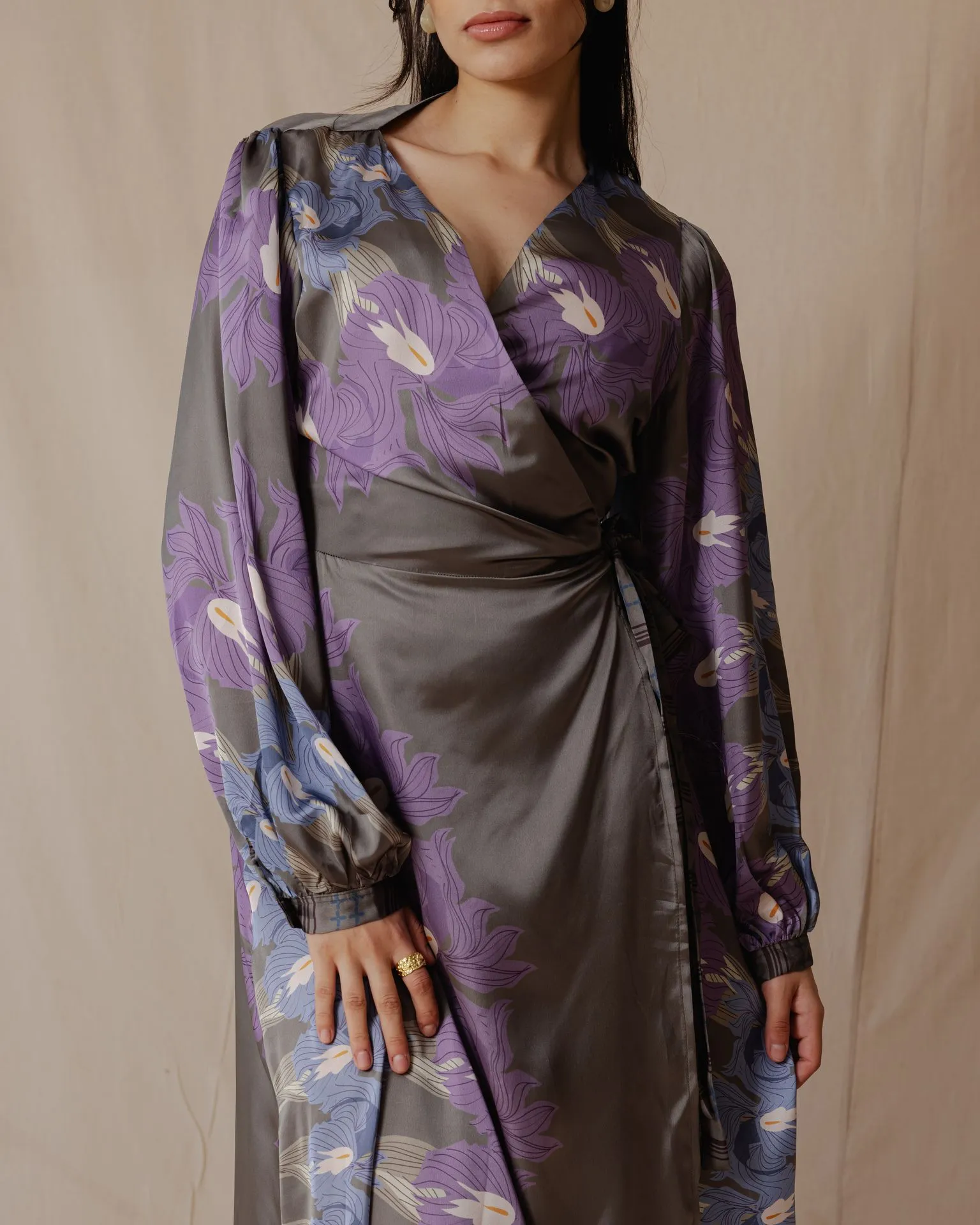 Lilly Garden Wrap Dress Purple X Light Blue