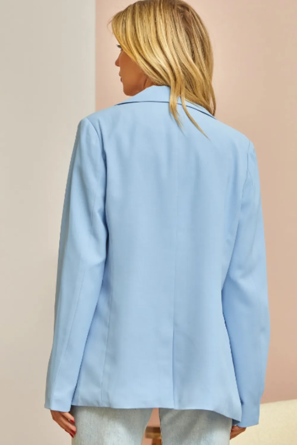 LINED BOYFRIEND BLAZER | BLUE