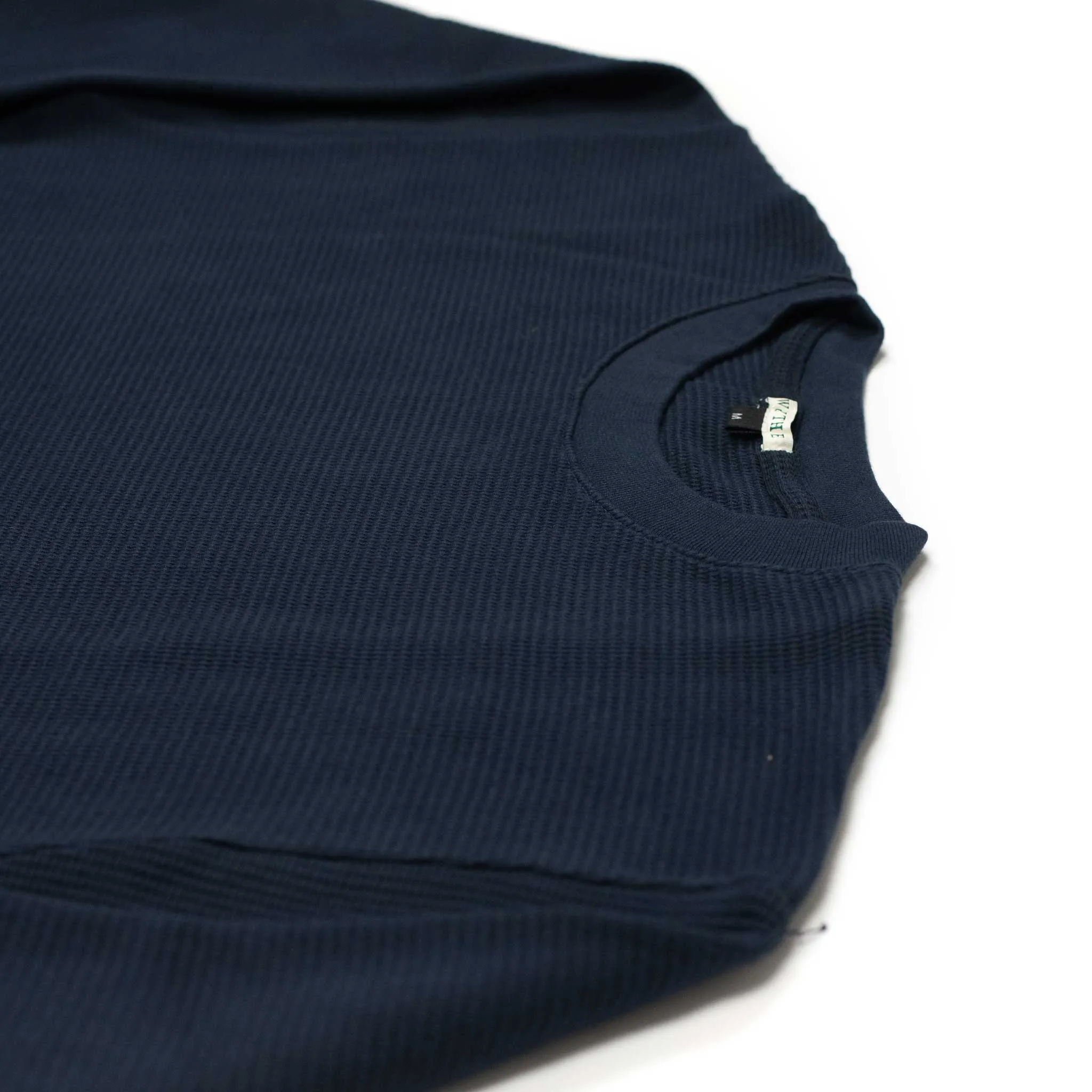 Long sleeve waffle thermal tee in deep navy cotton